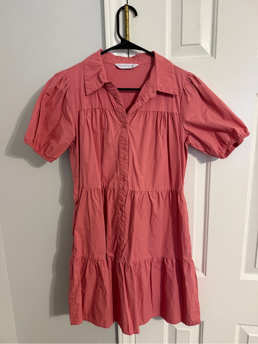 Babaton Coral Tiered Button-Front Mini Dress